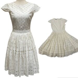 Moschino Cheap and Chic Laser Cut Cap Sleeve Dress in White